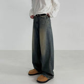 Hearujoy Washed Denim Pants Men's Loose Floor Pants Korean Style Straight Leg Trousers Casual Jeans Summer Trend 9C5010